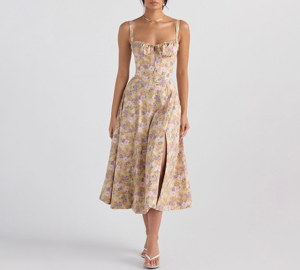 Corset Floral Midi Dress