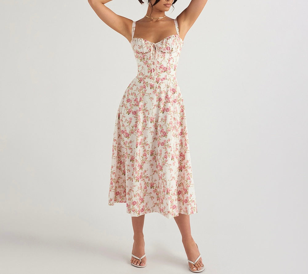 Corset Floral Midi Dress