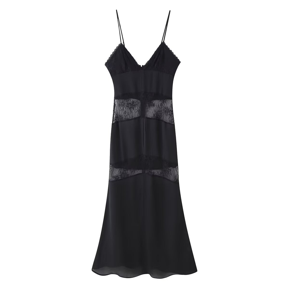The Sheer Panel Midi Slip Dress