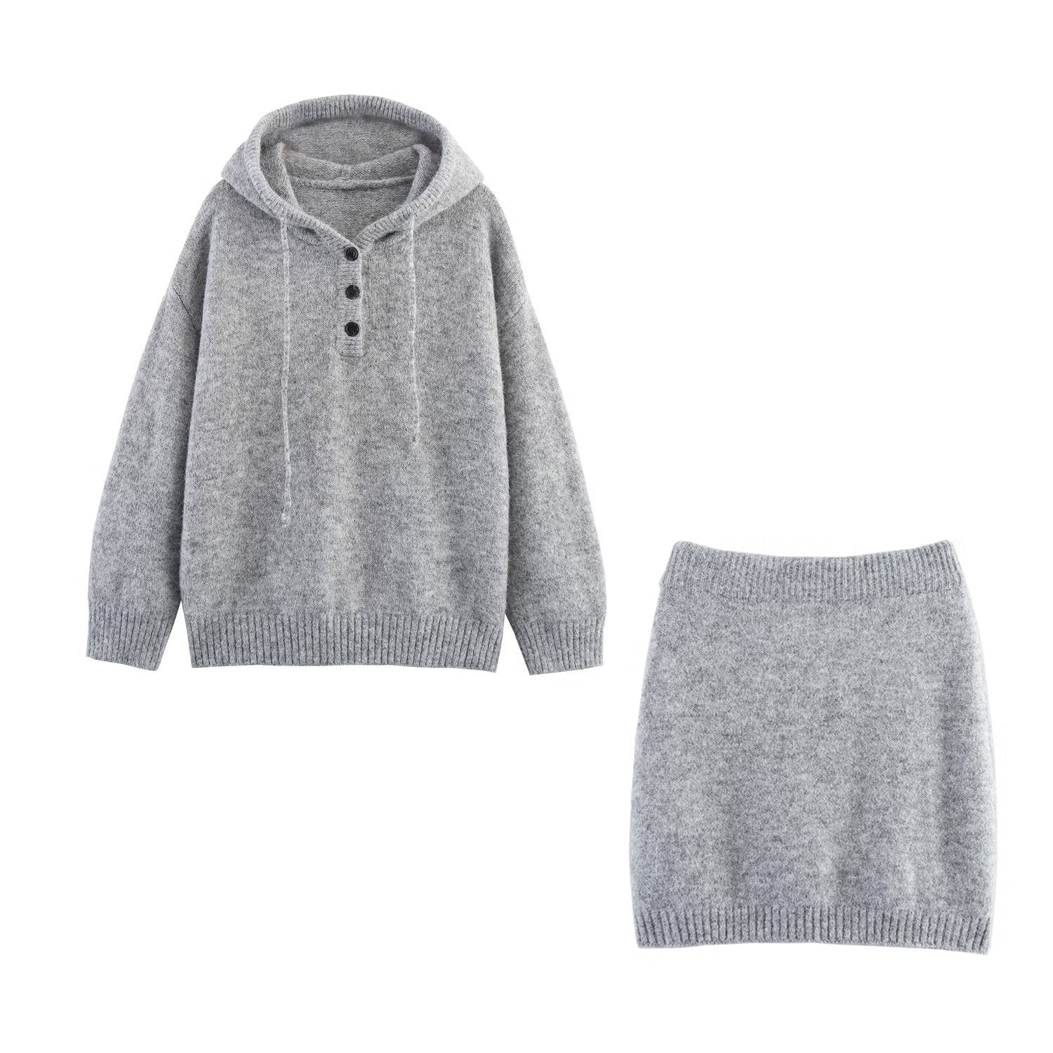 The Knit Hoodie & Skirt Set