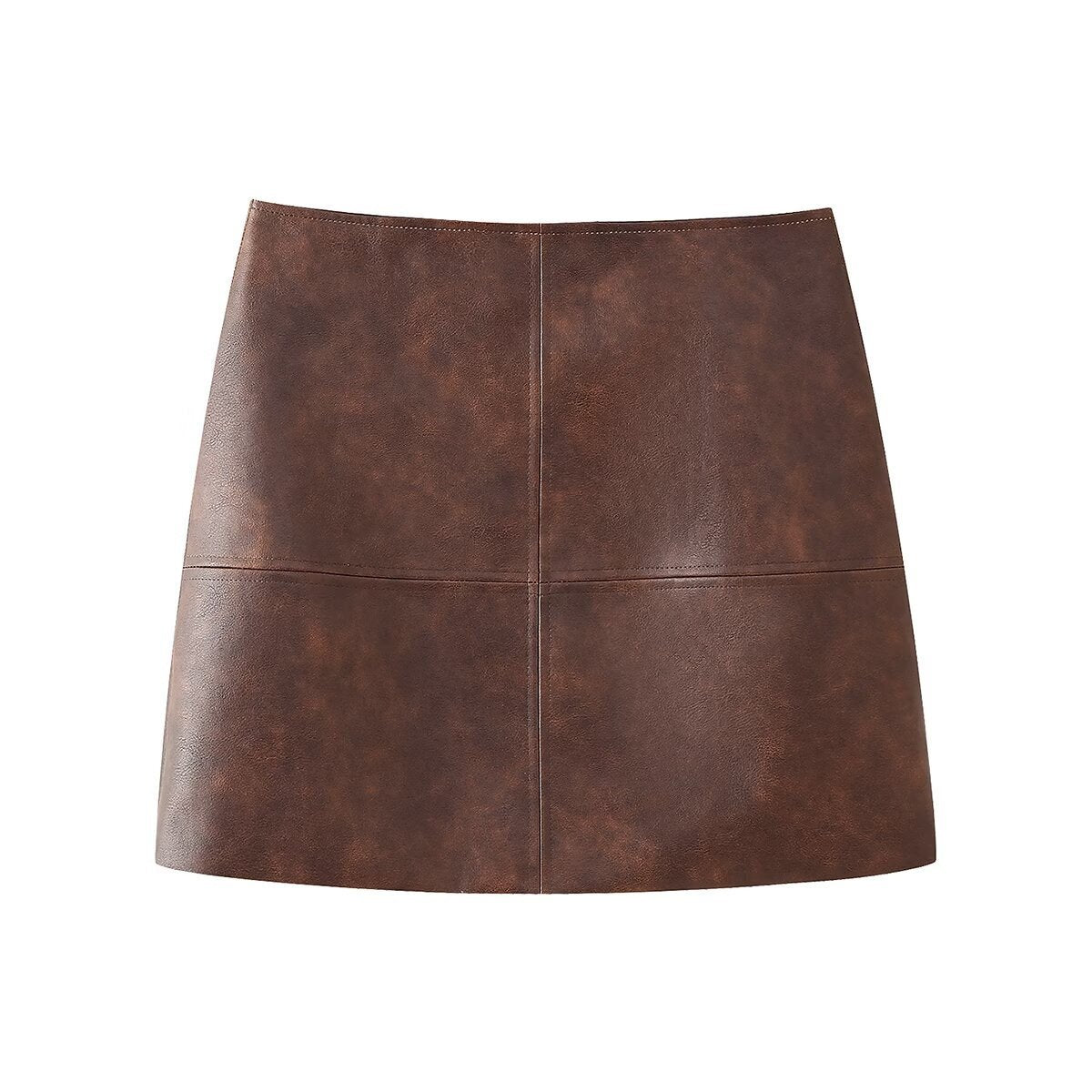 The Faux Leather Zip Jacket & Mini Skirt Set