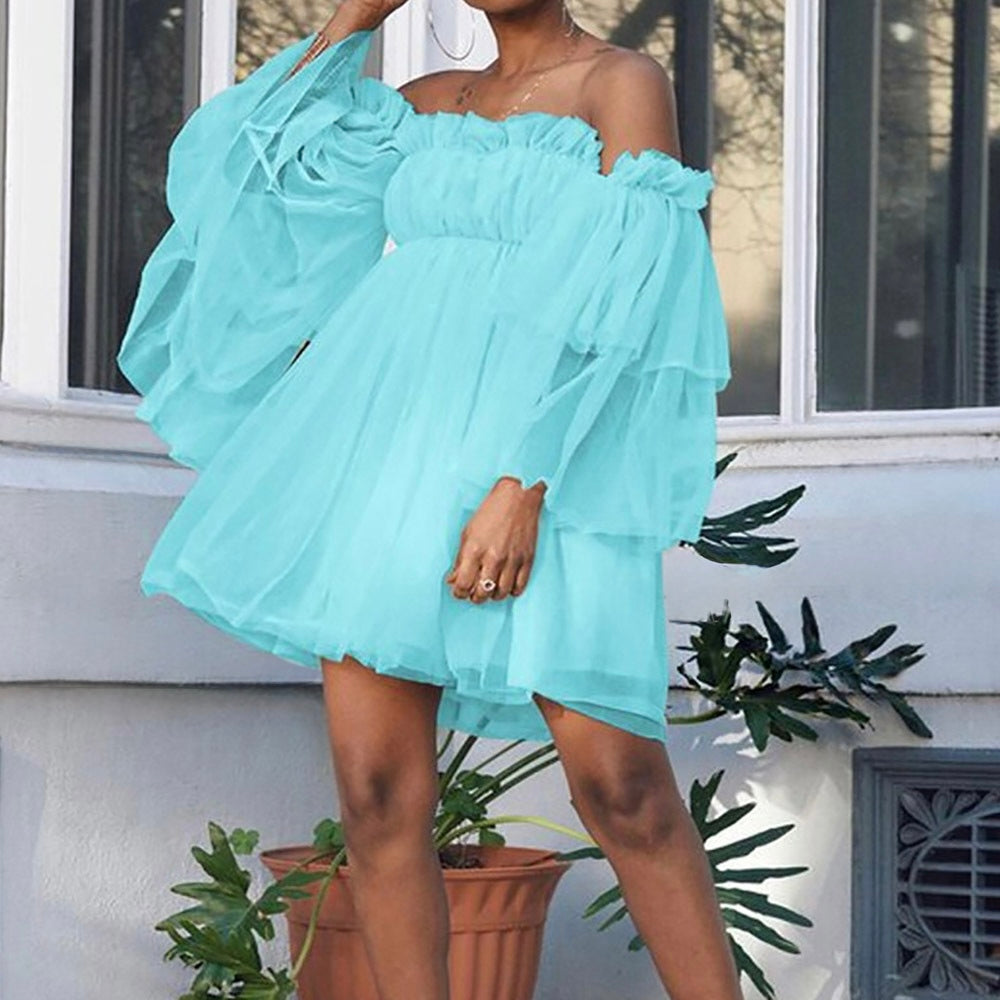 Camille Off-Shoulder Tulle Mini Dress