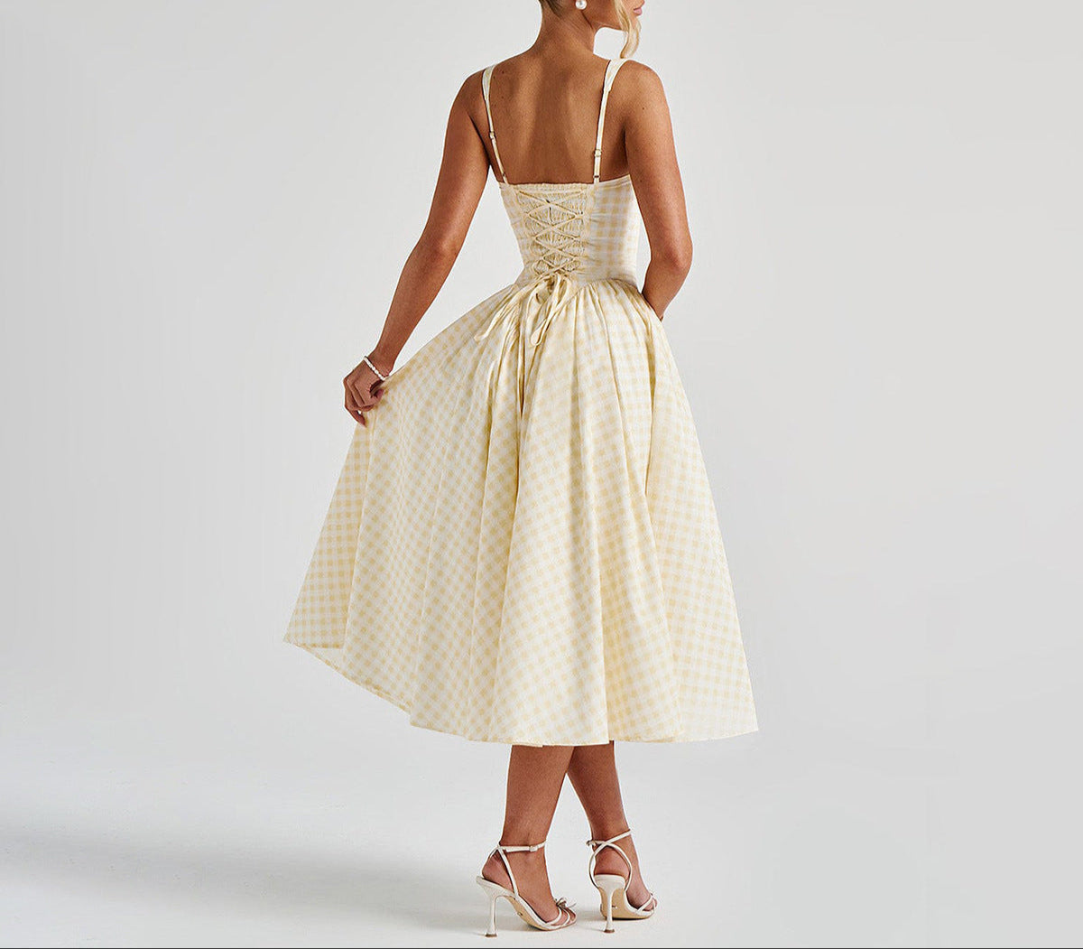Gingham Corset Midi Dress