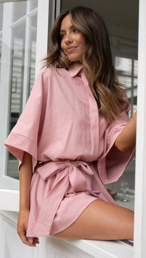 The Leora Cotton Button-Down Romper