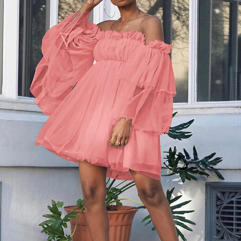 Camille Off-Shoulder Tulle Mini Dress
