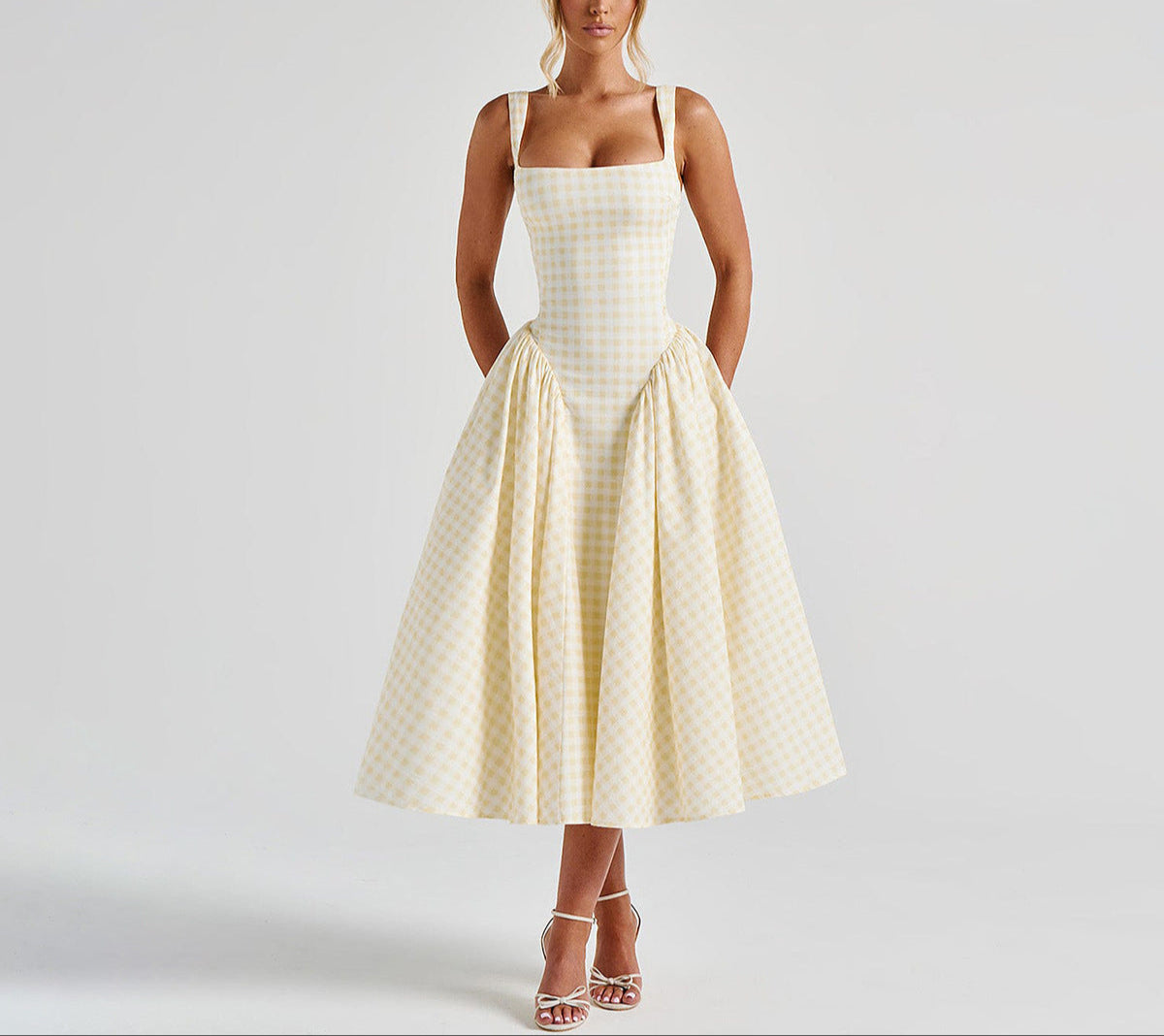 Gingham Corset Midi Dress