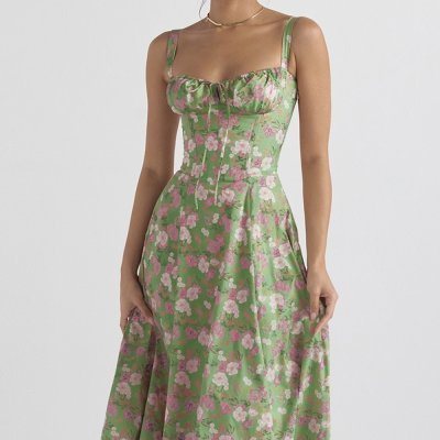 Corset Floral Midi Dress