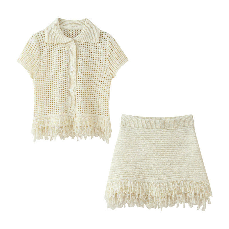 The Valencia Fringe Knit Skirt set
