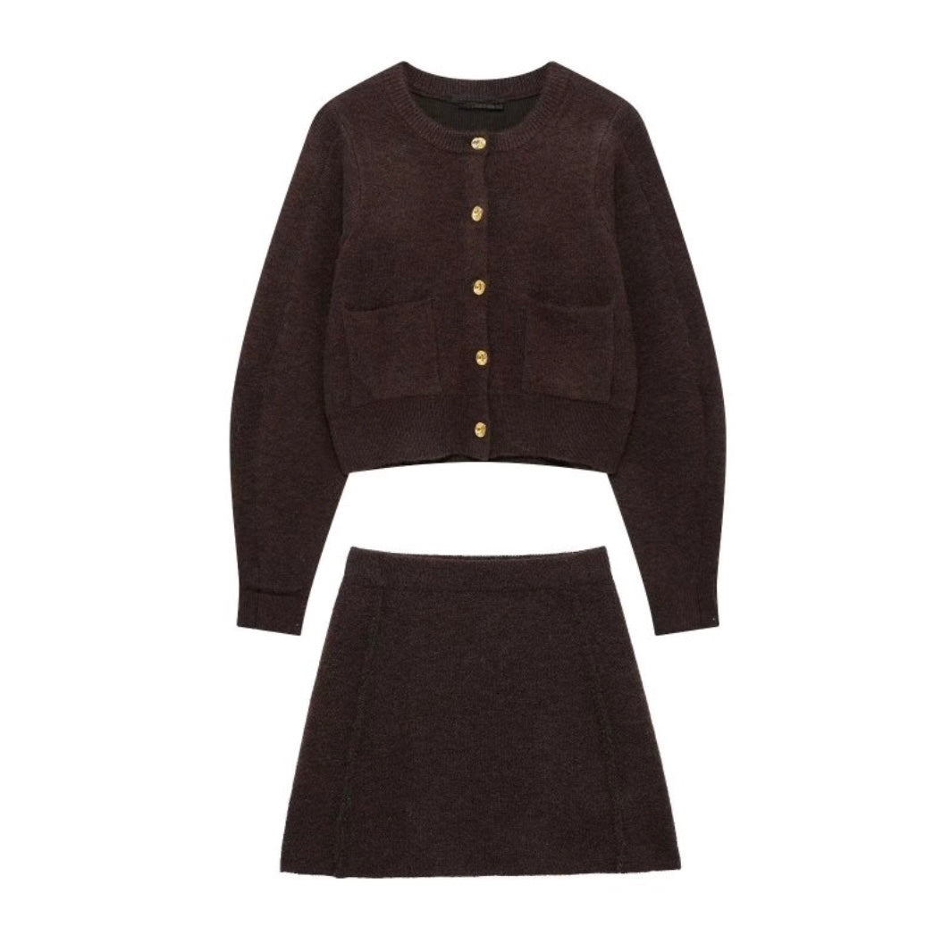 The Knit Cardigan Skirt Set