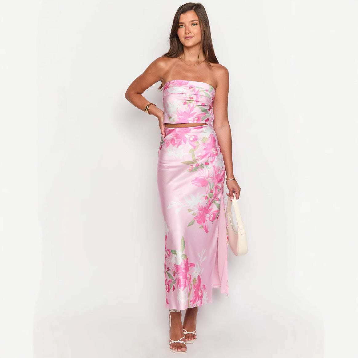 Floral Satin Two-Piece Set