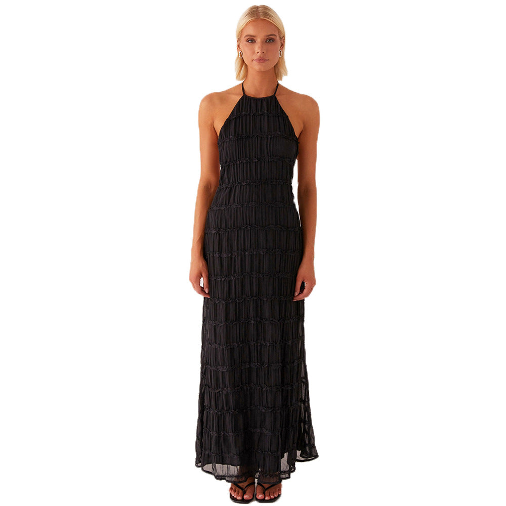 The Arlena Textured Halter Maxi Dress