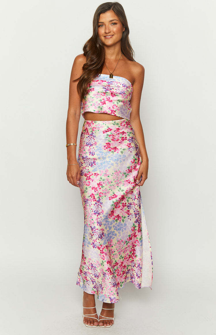 Floral Satin Two-Piece Set
