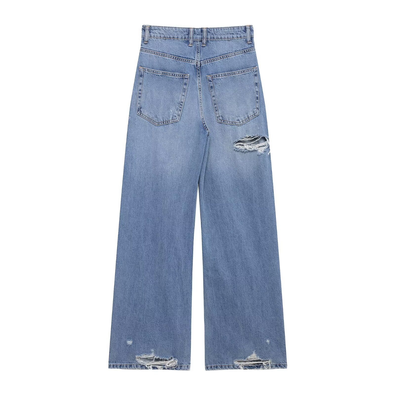 The Distressed Wide-Leg Jeans