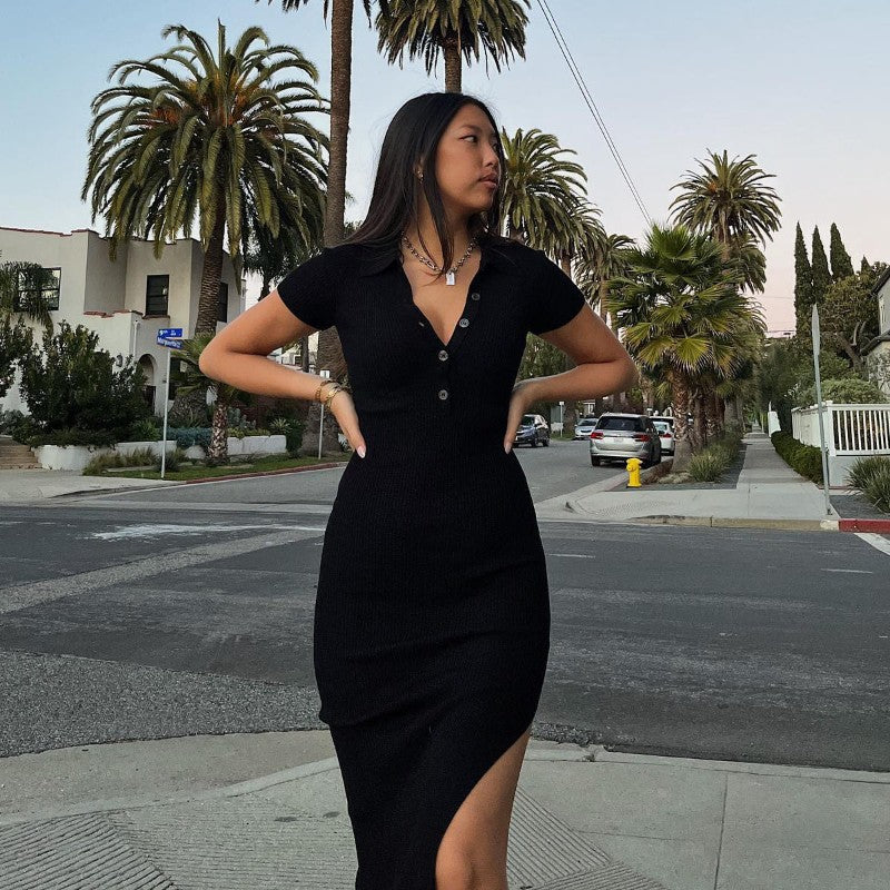 Collared Knit Maxi Dress