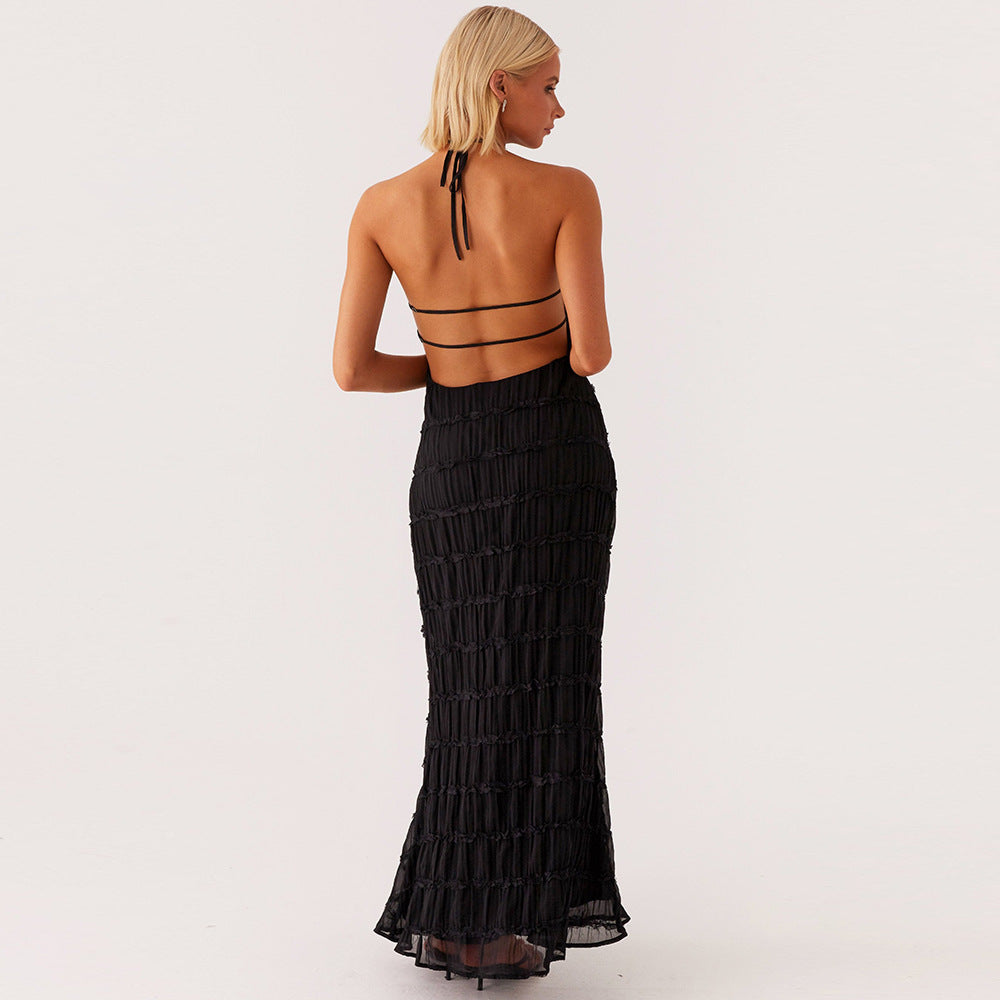 The Arlena Textured Halter Maxi Dress