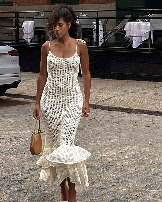The Callista Crochet Ruffle Maxi Dress