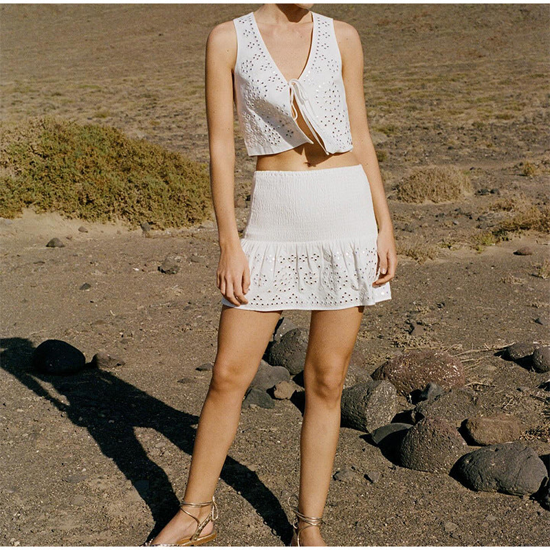Eyelet Cotton Two-Piece Set