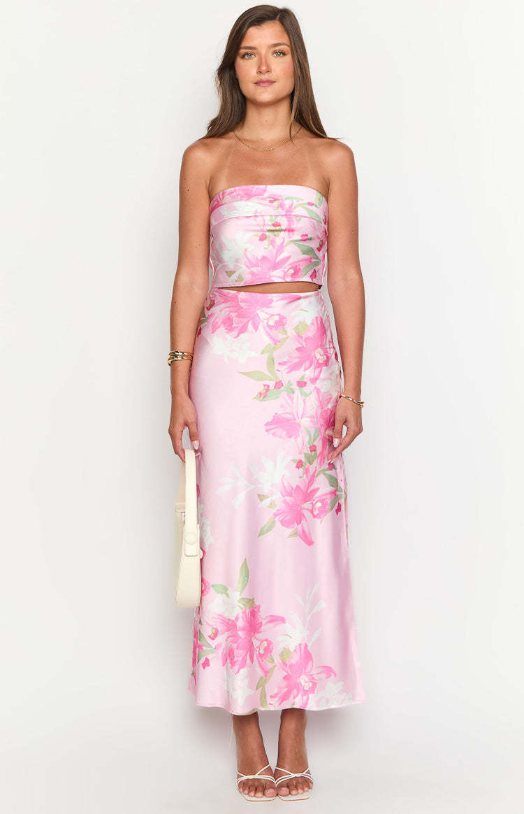 Floral Satin Two-Piece Set