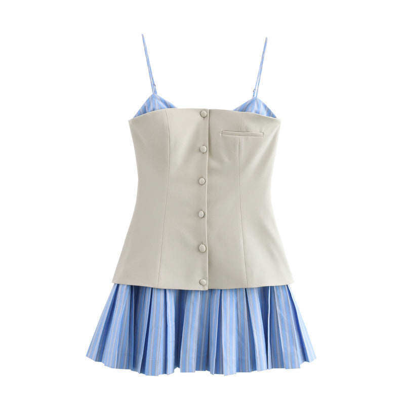 Tailored Pleated Mini Dress