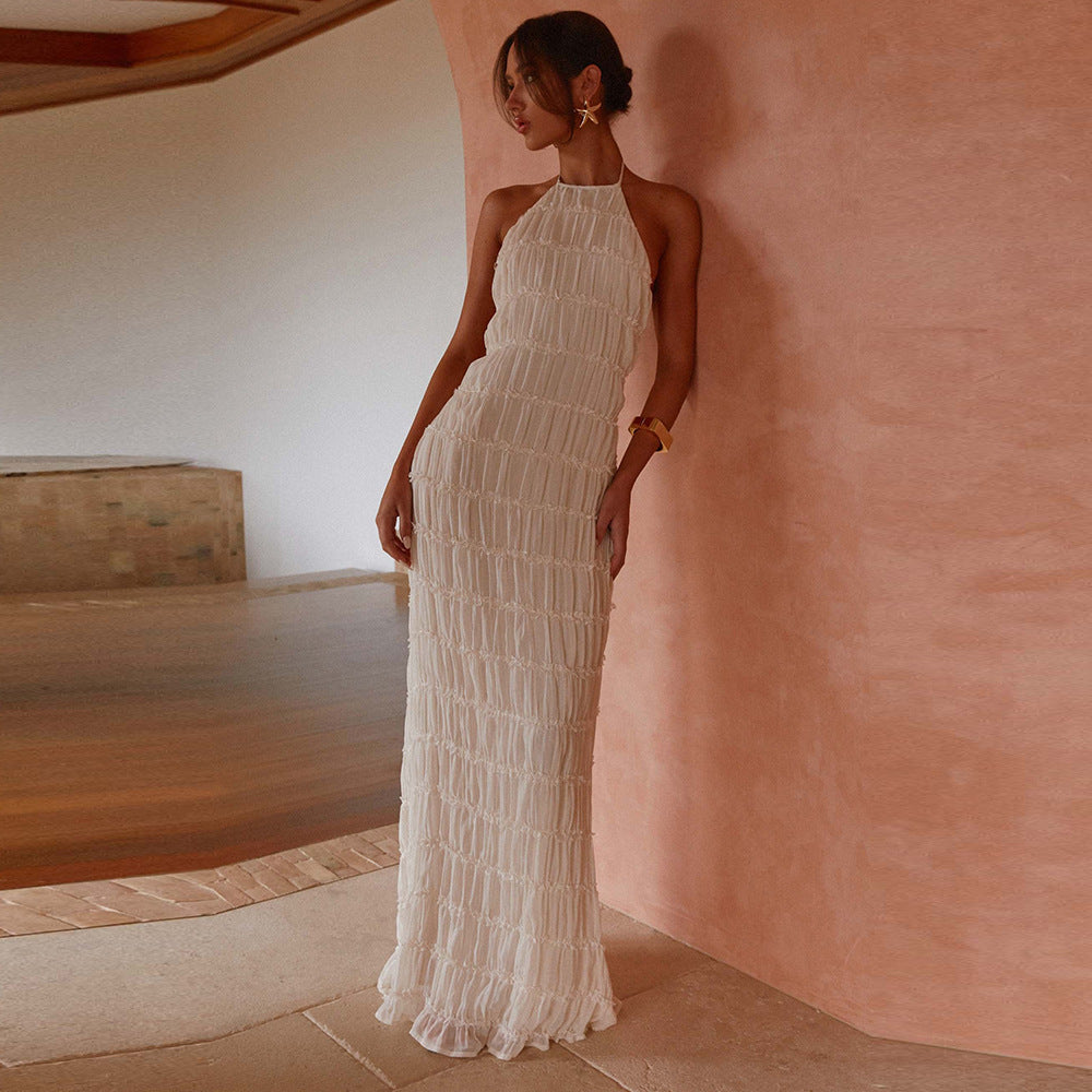 The Arlena Textured Halter Maxi Dress