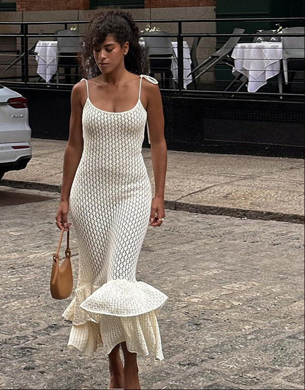 The Callista Crochet Ruffle Maxi Dress