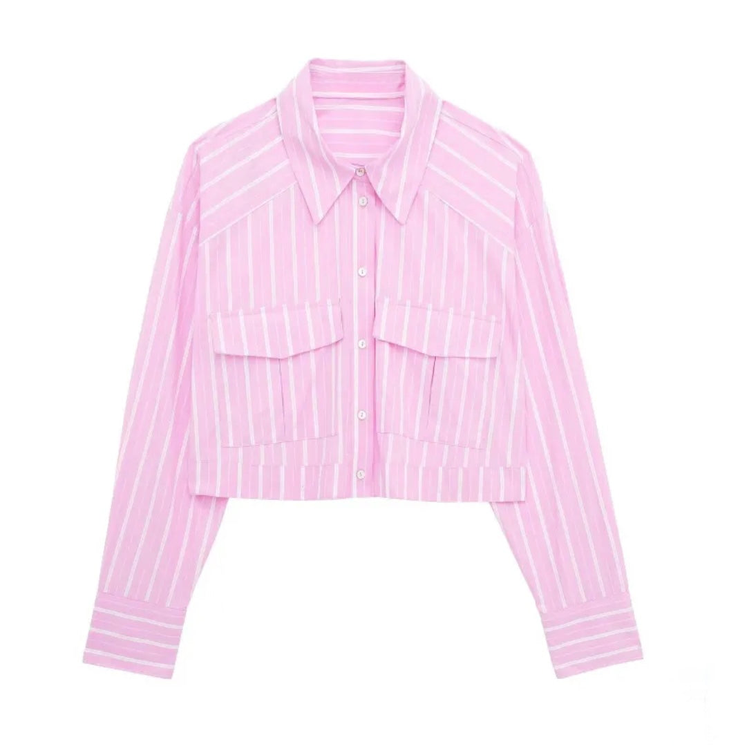 The Cropped Striped Button-Up