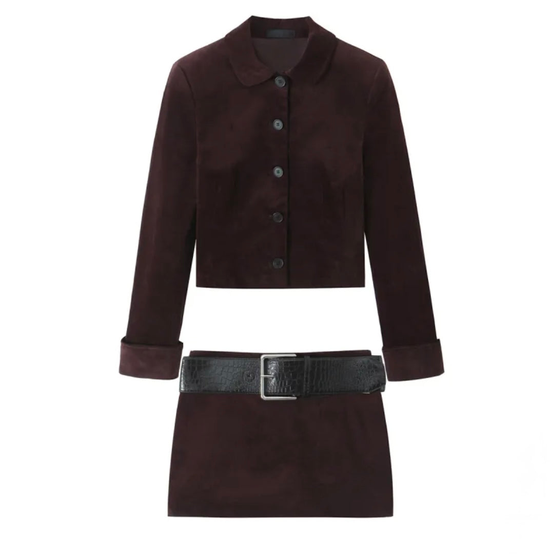 The Cropped Suede Set