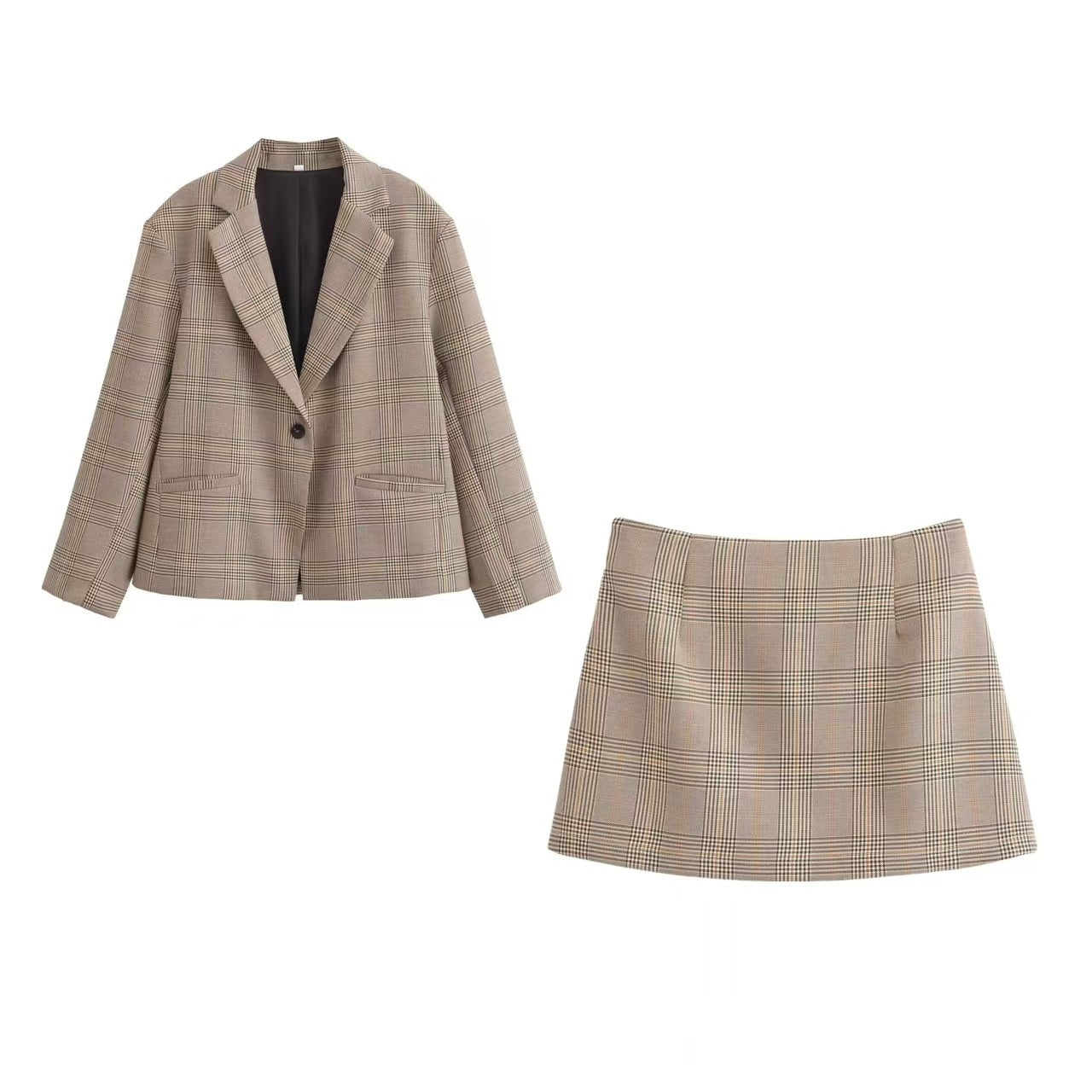 The Checked Blazer & Mini Skirt Set