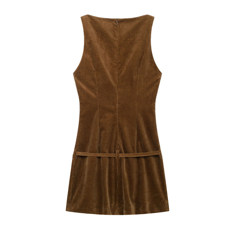 The Corduroy Belted Mini Dress