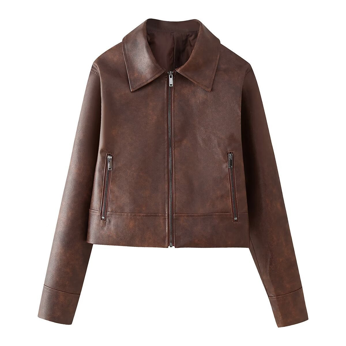 The Faux Leather Zip Jacket & Mini Skirt Set