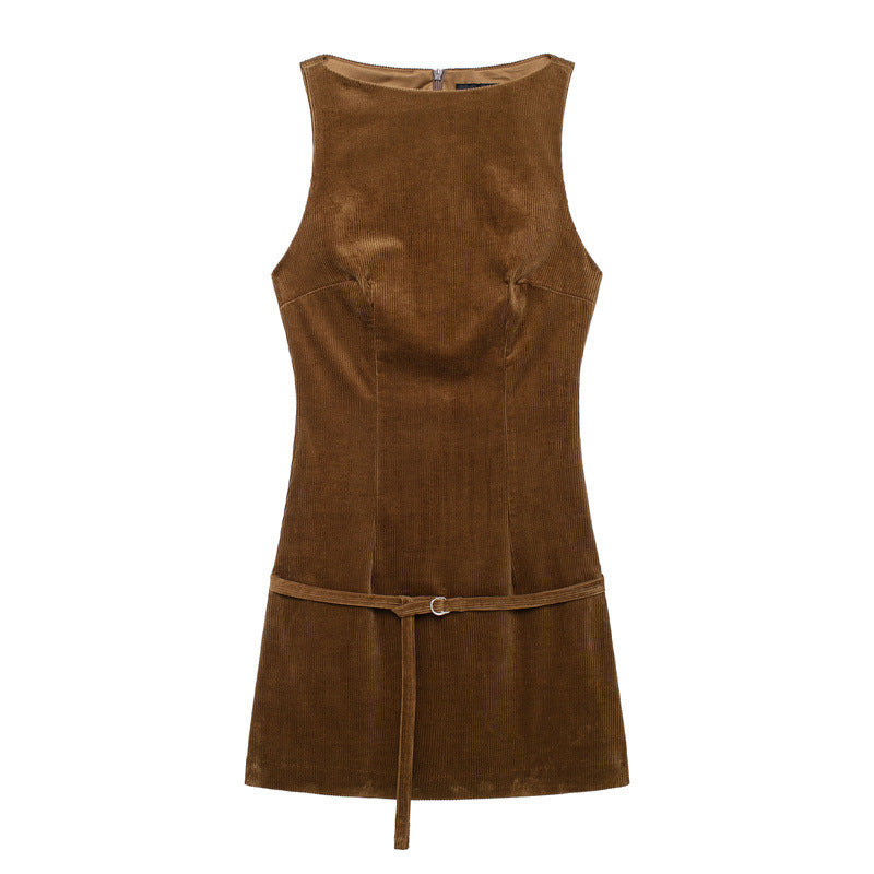 The Corduroy Belted Mini Dress